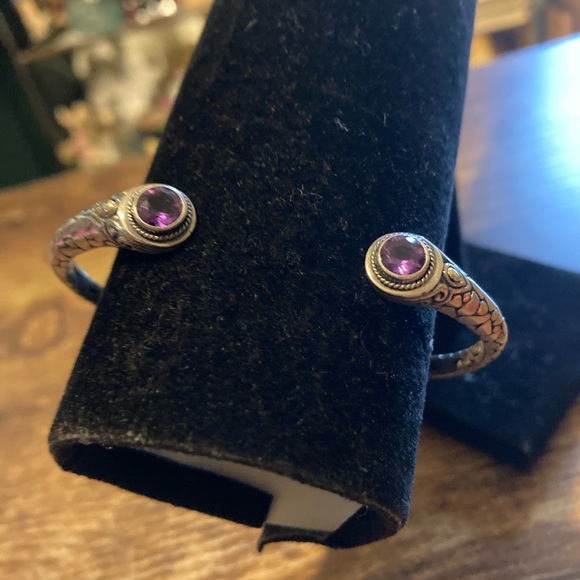 Sterling and 18k Jewelry - Sterling silver, 18k gold and gemstone cuff